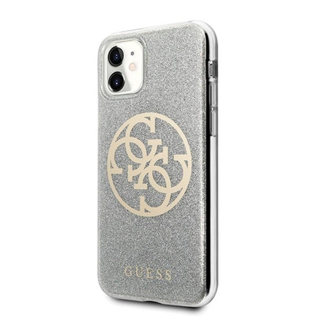 Guess Circle Glitter 4G - Coque iPhone 11 (Gris clair)