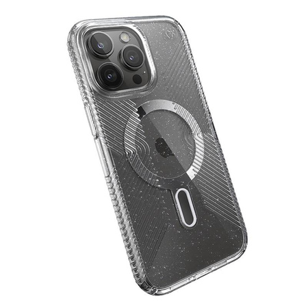 Speck Presidio Lux Grip ClickLock & Magsafe - iPhone 15 Pro Max Case (Clear / Chrome Finish / Serene Silver)