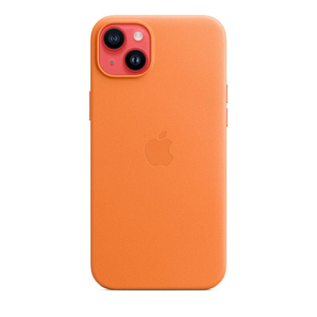 Apple Leather Case - Étui en cuir avec MagSafe pour iPhone 14 Plus (Orange)