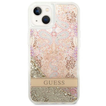 Guess Liquid Glitter Paisley - iPhone 14 Plus Tasche (Gold)