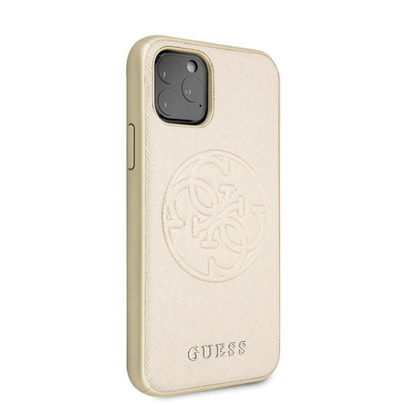 Guess Saffiano 4G Circle Logo - Etui iPhone 11 Pro (złoty)