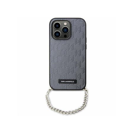 Karl Lagerfeld Saffiano Monogram Chain - Étui pour iPhone 14 (Argent)