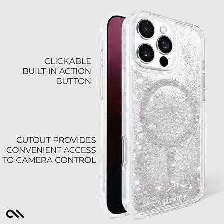 Case-Mate Waterfall MagSafe do iPhone 16 Plus – Olśniewające Etui z Brokatem