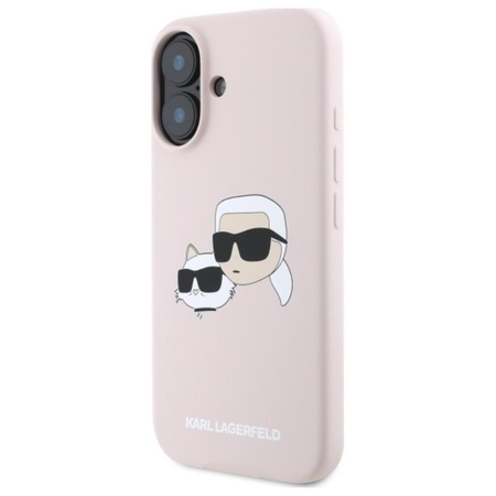 Karl Lagerfeld Silicone Double Heads Print MagSafe - iPhone 16 Case (pink)