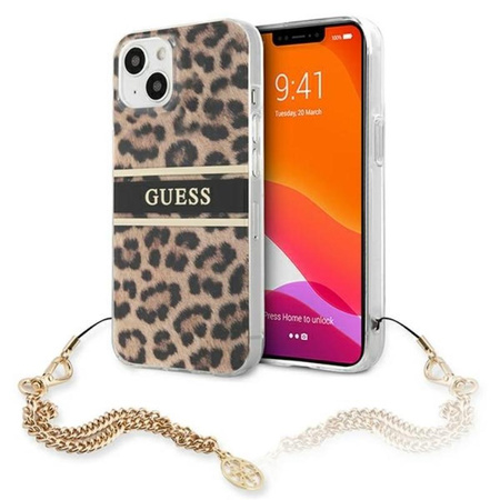 Guess Leopard Gold Chain - iPhone 13 Tasche