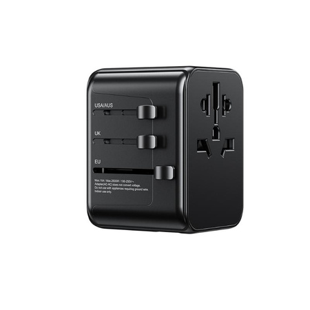 WEKOME WP-U03 Pop Digital Series - cestovní nabíječka / adaptér EU / UK / US / AU + 3x USB-C a 2x USB-A 30W (černá)