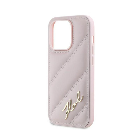 Karl Lagerfeld Diagonal Quilted Script - Hülle für iPhone 14 Pro Max (rosa)