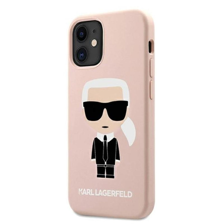 Karl Lagerfeld Fullbody Silicone Iconic - pouzdro pro iPhone 12 Mini (světle růžové)