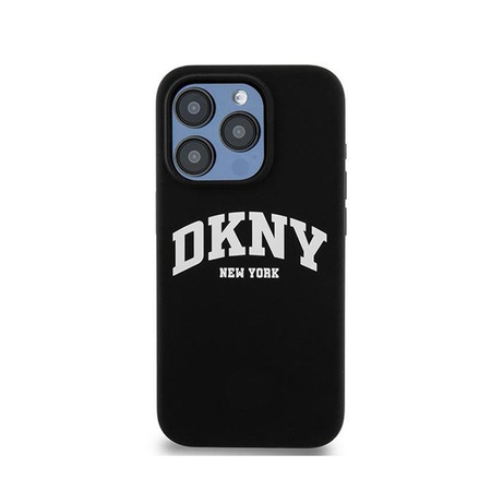 DKNY Liquid Silicone fehér nyomtatott logóval ellátott MagSafe - iPhone 13 Pro tok (fekete)