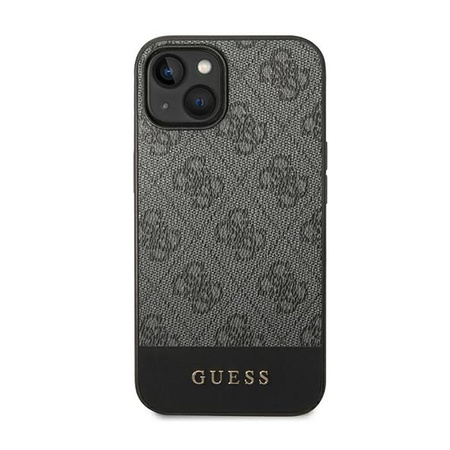 Guess 4G Bottom Stripe Metal Logo Collection - pouzdro pro iPhone 14 Plus (šedé)