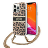 Guess Leopárd arany csíkos kereszttartó - iPhone 13 Pro Max tok