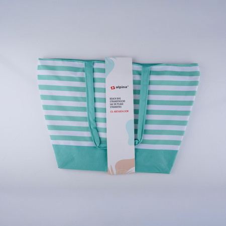 Alpina - Gestreifte Strandtasche 49,3x16x34 cm (Türkis / Weiß)
