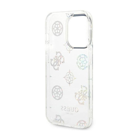 Guess Peony Glitter Case - Coque iPhone 14 Pro (Transparent)