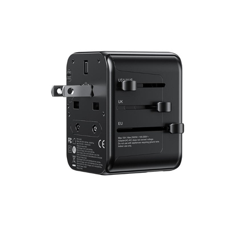 WEKOME WP-U03 Pop Digital Series - cestovní nabíječka / adaptér EU / UK / US / AU + 3x USB-C a 2x USB-A 30W (černá)