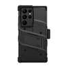 ZIZO BOLT Serie - Samsung Galaxy S23 Ultra gepanzerte Hülle mit 9H Glas für Bildschirm + Halterung mit Ständer (schwarz)