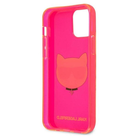 Karl Lagerfeld Choupette Head - Etui iPhone 12 / iPhone 12 Pro (fluo różowy)