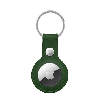 Crong Leather Case with Key Ring - Étui de protection en cuir avec porte-clés pour Apple AirTag (vert)