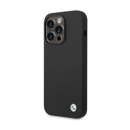 BMW szilikon fém logó - iPhone 15 Pro tok (fekete)