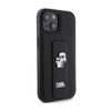 Karl Lagerfeld Gripstand Saffiano Karl & Choupette Pins - iPhone 15 Case (Black)