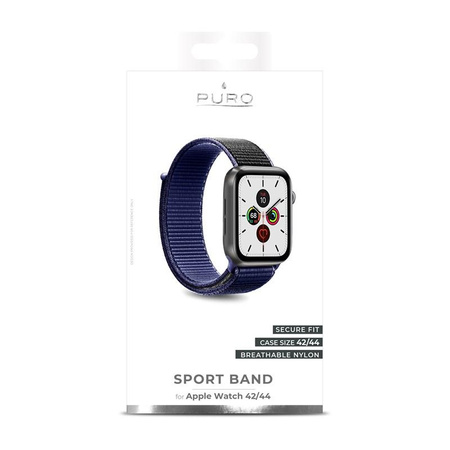 PURO Nylon - Bracelet pour Apple Watch 42/44/45 mm (Navy/Black)