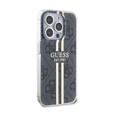 Guess IML 4G Gold Stripe - Coque iPhone 15 Pro (noir)