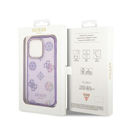 Guess Peony Glitter Case - iPhone 14 Pro Case (Lilac)