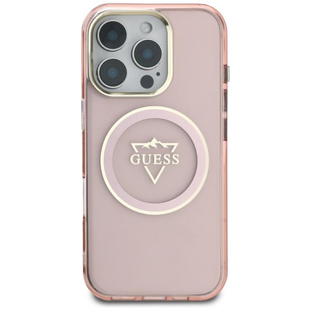 Guess IML Metal Mountain Logo MagSafe - Hülle für iPhone 16 Pro Max (rosa)