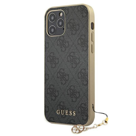 Kolekce Guess 4G Charms - pouzdro pro iPhone 12 / iPhone 12 Pro (šedé)