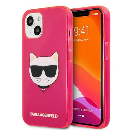 Karl Lagerfeld Choupette Head - iPhone 13 tok (fluo rózsaszín)