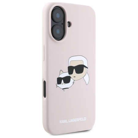 Karl Lagerfeld Silikon Double Heads Print MagSafe – Hülle für iPhone 16 (rosa)