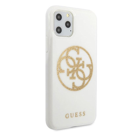 Pouzdro Guess Circle Glitter 4G - iPhone 11 Pro Max (bílé)