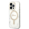 Guess Bundle Pack MagSafe IML Marble - MagSafe iPhone 14 Pro Max Case + Charger Set (white/gold)