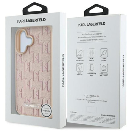 Karl Lagerfeld Hot Stamp MagSafe - pouzdro pro iPhone 16 (růžové)