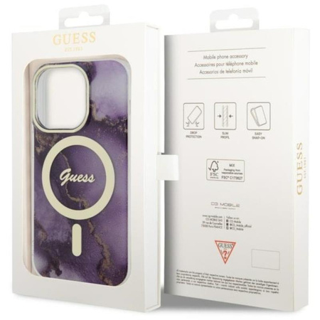 Guess Golden Marble MagSafe - iPhone 14 Pro Max Case (Purple)