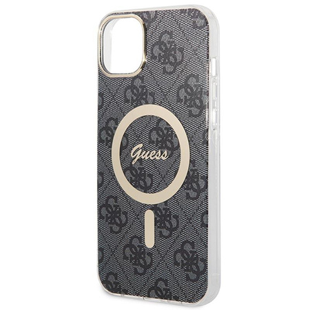 Guess Bundle Pack MagSafe 4G - MagSafe iPhone 14 Plus case + charger set (black/gold)