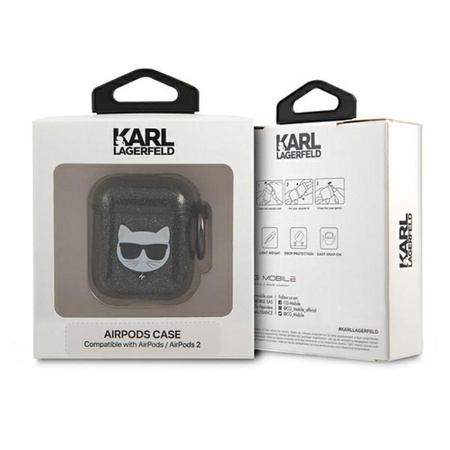 Karl Lagerfeld Choupette Head Glitter - Étui pour Airpods (noir)