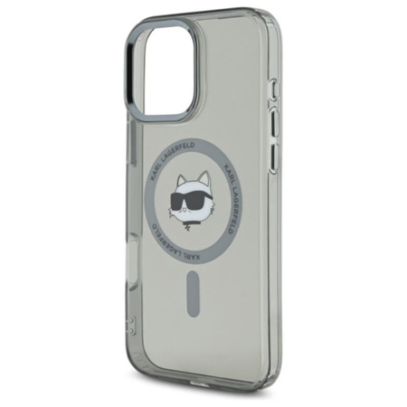 Karl Lagerfeld IML Metal Choupette Head MagSafe - Hülle für iPhone 16 Pro (schwarz)