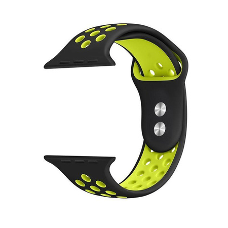 Crong Duo Sport - Strap for Apple Watch 42/44/45/49 mm (Black/Lime)