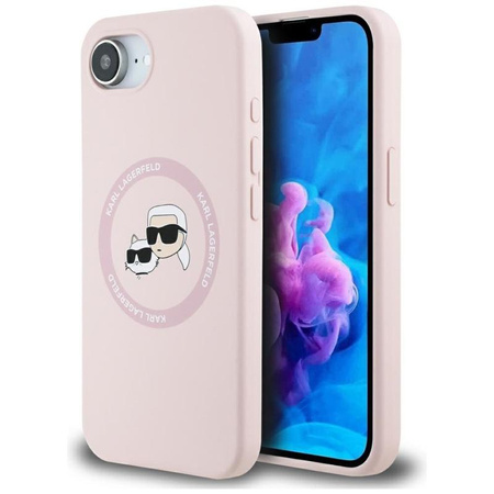 Karl Lagerfeld Silikon Karl & Choupette Heads MagSafe - Hülle für iPhone 16e (rosa)