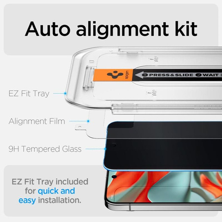 Spigen GLAS.TR EZ FIT Privacy 2-Pack - Verre trempé avec filtre de confidentialité pour Google Pixel 9 Pro XL 2 pcs