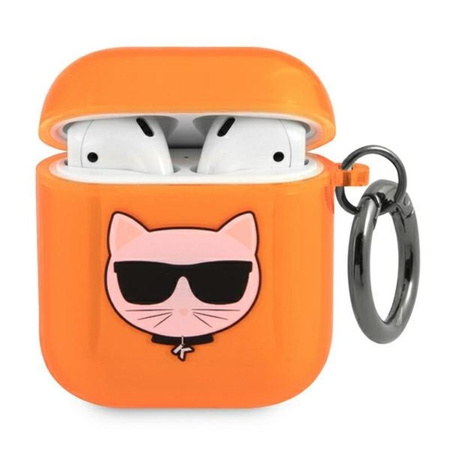 Karl Lagerfeld Choupette Head - Étui pour Airpods (orange fluo)