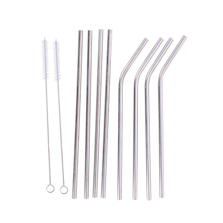 Alpina - pailles en métal réutilisables et écologiques avec brosses de nettoyage (8+2 pcs).)