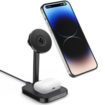 Spigen PF2100 ArcField - 2-in-1 kabelloses Ladegerät für iPhone & AirPods 7,5 W (Schwarz)