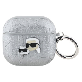 Karl Lagerfeld Monogram Karl & Choupette fej - AirPods 4 tok (ezüst)