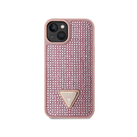 Guess Rhinestone Triangle - Hülle für iPhone 14 Plus (Pink)