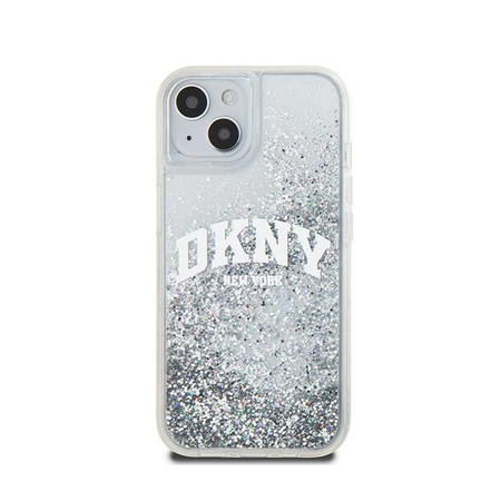 DKNY Liquid Glitter Big Logo - pouzdro pro iPhone 15 / 14 / 13 (bílé)