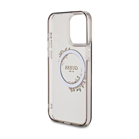 Guess IML Flowers Wreath MagSafe - Pouzdro iPhone 15 Pro Max (Černé)