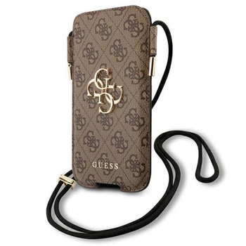 Guess 4G Big Metal Logo Pouch - pouzdro na telefon S/M max. 6,1" (hnědé)