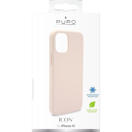 PURO ICON Cover - pouzdro na iPhone 13 s antimikrobiální ochranou (pískově růžové)