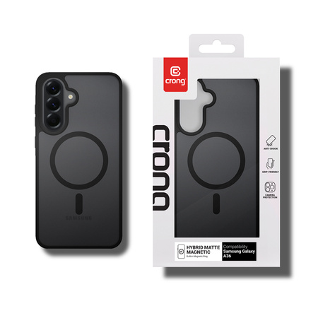 Etui do Galaxy A36 MagSafe Crong Hybrid Matte Czarne Matowe Wytrzymałe